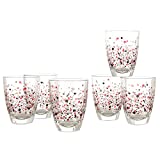 Baroni Home Set 6 vasos de agua Lunares Rojos Decoración Vidrio coloreado MADE IN ITALY Capacidad 25 Cl.